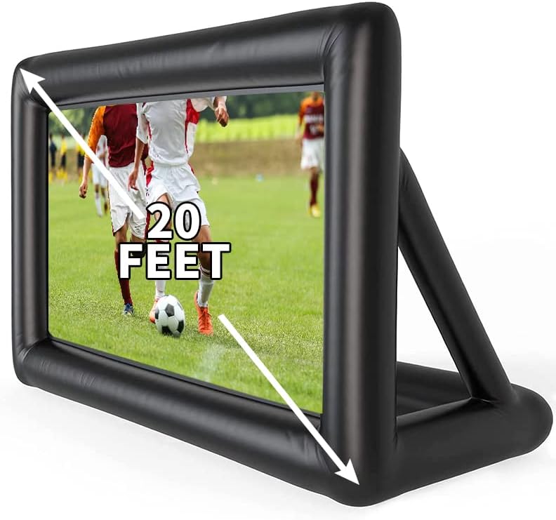 Senhill Proyector inflable de 20 pies para fiesta de cine en interiores y exteriores proyección frontal y trasera pantalla de película con soplador