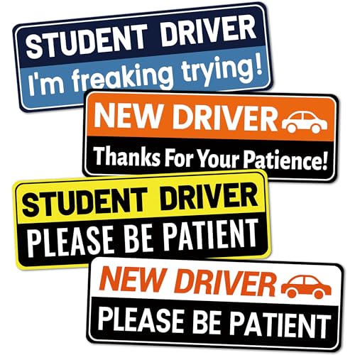 Decoeco Teen Driver Magnet Sticker: Funny Learner Driver Safety - 4 Pack Car Magnets - 10
