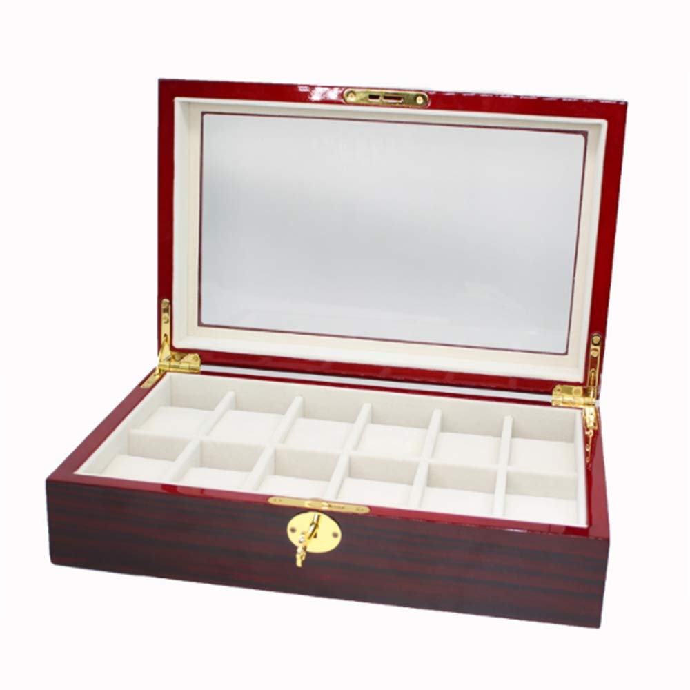 Uhrenbox, Luxus-Edition, Klavierlackiertes Holz, 12-Bit-Uhrenbox, Ausstellungsbox, Aufbewahrungsbox, Farbkasten für Damen und Herren