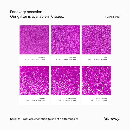 Hemway Craft Glitter Fuchsia Pink 100g Multi Size Glitter for Crafts Resin, Cosmetic, Nail, Face, Body, Festival, Tumblers - Image 3