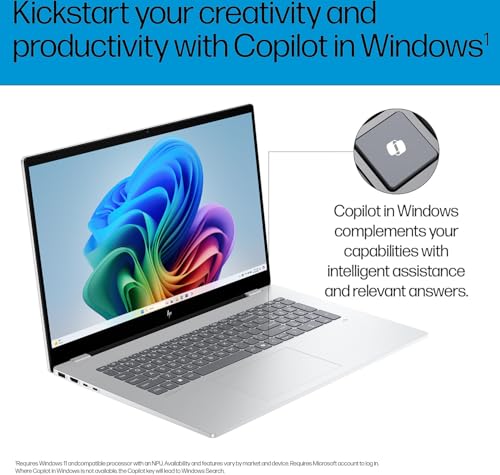Image of HP OmniBook 7 (Next Gen Envy 17) AI Laptop (17.3 inch FHD Touchscreen, Intel Core Ultra 7 258V, 32GB DDR5, 1TB SSD, ARC 140V GPU (16GB)), Copilot+ PC for Business, Designer, 5MP IR Webcam, Win 11 Home