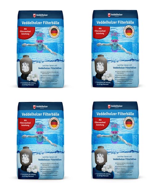 Veddelholzer Pool Filterbälle leichtestes Material für Beste Leistung ersetzt 100kg Filtersand Quarzsand aus Deutschland Poolzubehör Poolreiniger Sandfilteranlage für Salzwasser geeignet