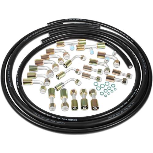 Air Conditioning Hose and Fitting Kit Includes 6.5ft 6810 AC Hoses and 6810 AC Fittings Universal for Automotive and Residential A/C Systems, Replace for AC.121.001