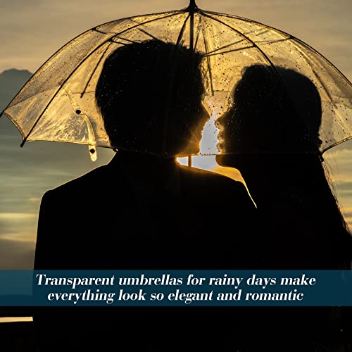 10 Pack Clear Wedding Umbrellas Auto Open Windproof Clear Umbrella Transparent Stick Umbrella With J Hook Handle Large Clear Bubble Umbrella Bulk For Outdoor Bride Groom Ceremony Adults Kids Rain #TOP6