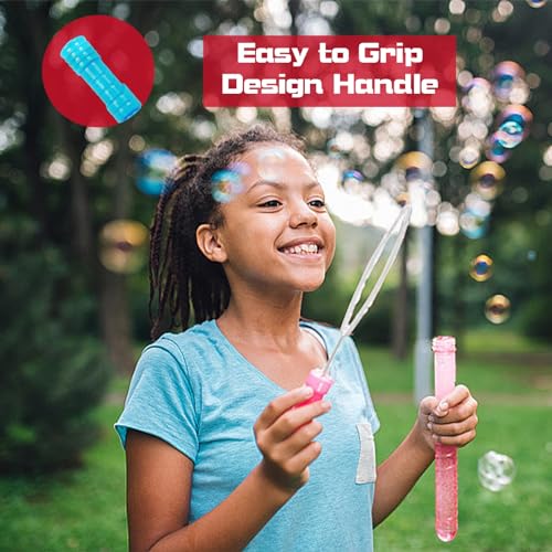 image for MorTime 24 Pack Bubble Wands for Kids, 8 Colors Bubbles Stick Bulk, 14