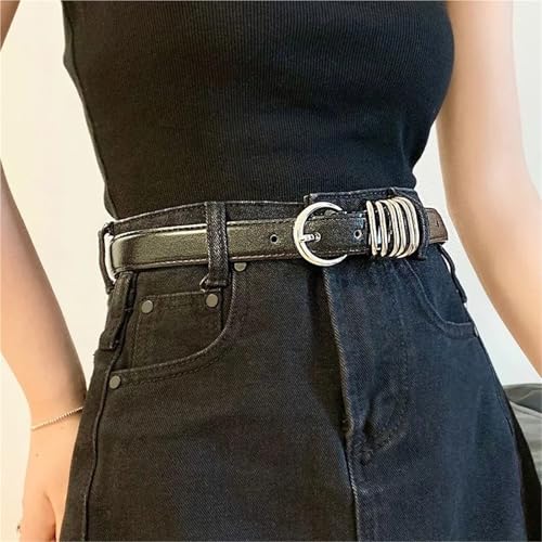 Black Leather Metal Buckle Two-layer Cowhide Belt For Women Man Personalized Belt For Jeans Casual Pants Dress3