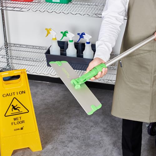 Image of Restaurantware-Clean Tek Professional 15.7 Inch Flat Mop Plate Frame, 1 Quick Connect Mop Frame for Wet Or Dry Pads - Pads Sold Separately, Durable, Green Aluminum Cleaning Pad Base