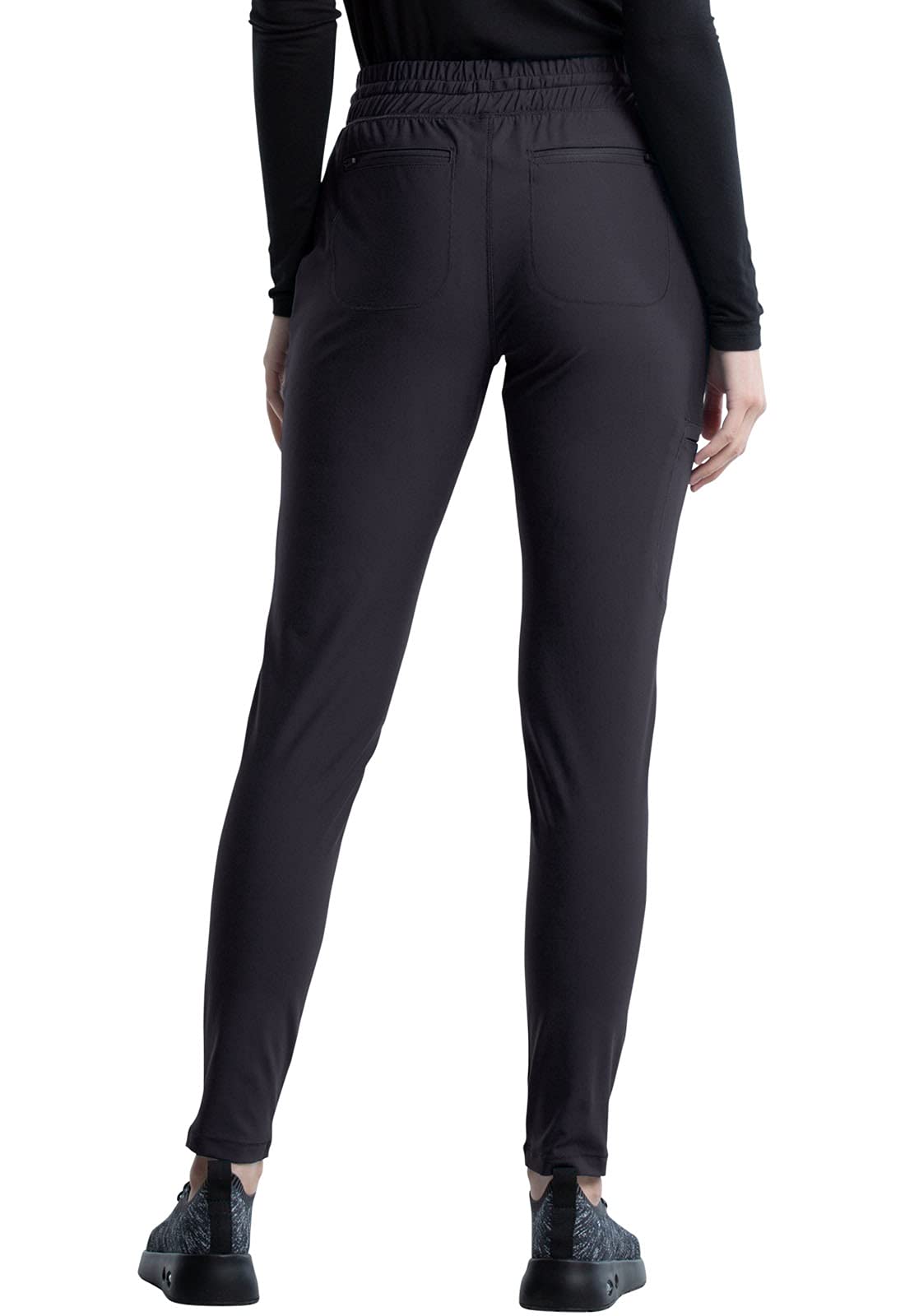 Cherokee Conjunto de uniforme médico para mujer, 7 bolsillos, cuello en V, dobladillo curvado CK840 y pantalón de pierna cónica de tiro medio CK095, peltre XL / pantalón 2XL