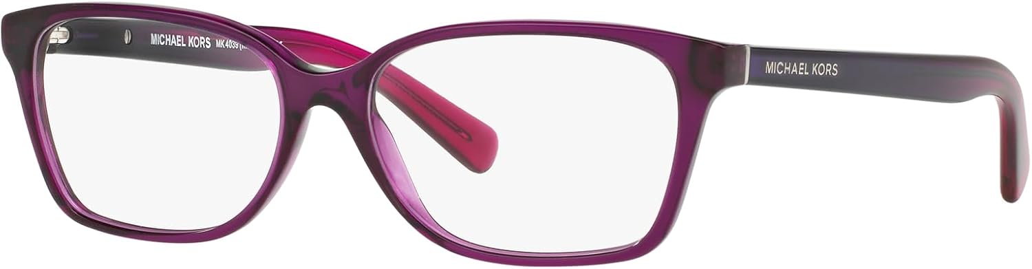 Michael Kors MK4039 India Prescription Eyewear Frames, Transparent Purple/Demo Lens, 54 mm