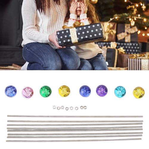 8PCS Stainless Steel Threaded Rods with Crystal Top, DIY Garden Beaded Stakes for Outdoor Decoration Suitable for 4mm Threaded Rods - Image 3