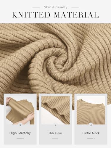 Image of ATHMILE Women's 2026 Fall Long Sleeve Pullover Ribbed Knit Sweater Low Mock Neck Slim Fit Basic Casual Tee Tops