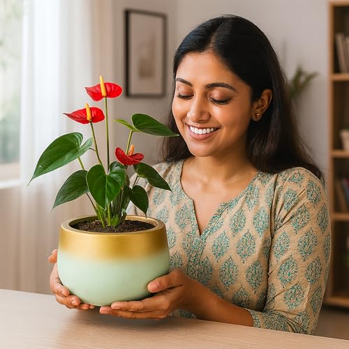 Image of Urban Plant Terracotta Pot - Trendy Planter for Modern Home & Garden Spaces (Celestia Terracotta Pot - Trendy Gradient)
