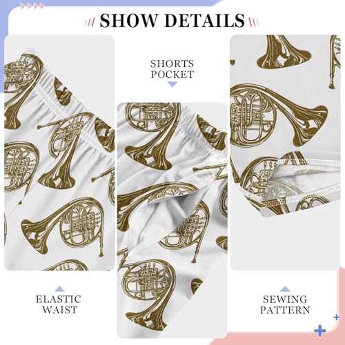 ZZXXB French Horn Boys Long Pants Soft Trousers Elastic Waist Kids Lounge Bottoms with Pockets S-XL4