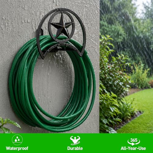 Image of GOFORWILD Garden Hose Holder, Decorative Hose Butler Sturdy Water Hose Rack, Durable Wall Hose Hanger, Holds 125-Feet of 5 /8-Inch Hose, Hose Reel, Made of Gauge Steel (9.8)