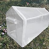 JoFistビニール温室 ガーデンハウス ビニールハウス ガーデン 側面を開く可能 植物観察 屋外飼育 透明 PVCカバー ジッパーデザイン 冬越し 大型 園芸 棚 多機能 家庭菜園 簡易温室 植栽棚 組み立て簡単 (120×60×60cm,ホワイト - 底にフィルムあり)