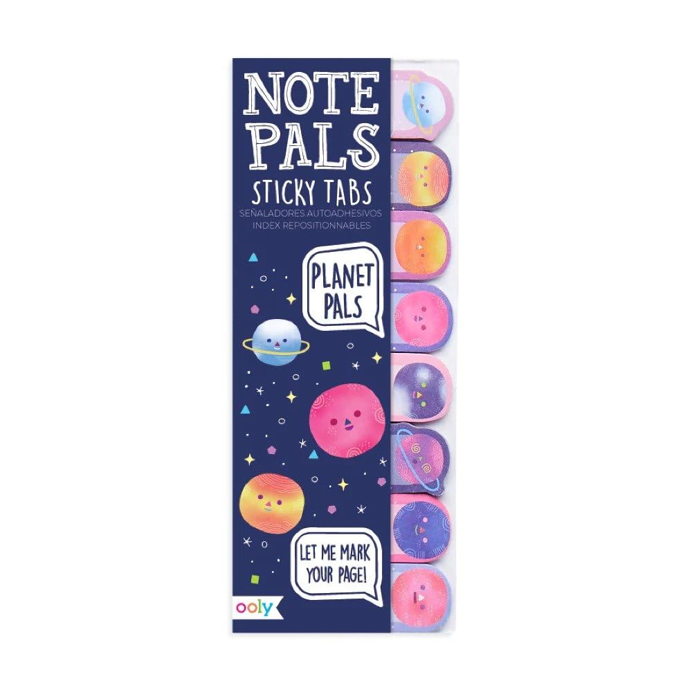 Ooly Note Pals Sticky Tabs - Planet Pals 128 Count 2 x 1.5 inches Pink, Purple