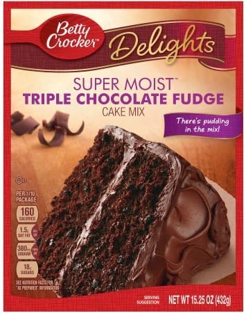 Betty Crocker Super Moist Cake Mix Triple Chocolate Fudge 15.25 oz Box (Pack of 2)