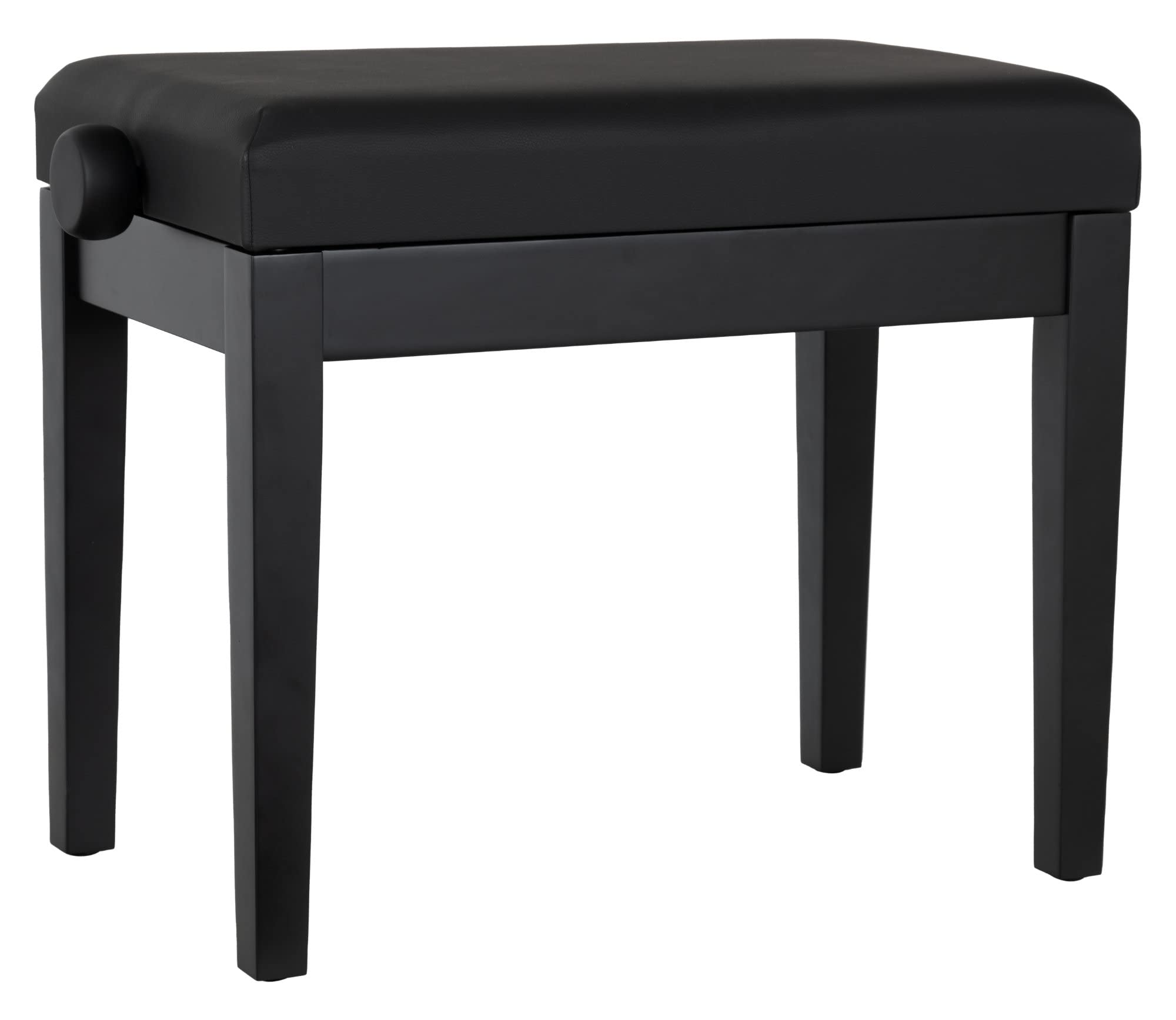Classic Cantabile Pianobank Modell P - Schwarzes Polster aus Kunstleder - Höhenverstellbar von 48 bis 58 cm - 2-fache Kreuz-Mechanik - Massive Holzkonstruktion - Schwarz Matt