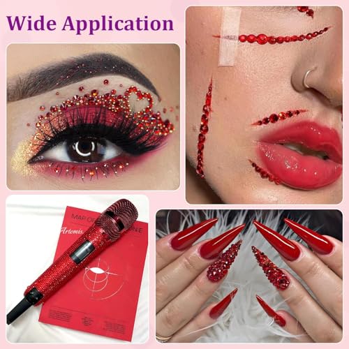 Image of 25000Pcs Resin Rhinestones for Crafting, Red 2-6mm Mixed Sizes Non Hotfix Flatback Gems with 1Pcs Glue, Bedazzling Crystal for DIY Craft Clothing Mugs Tumblers Shoes Fabric Decor Nail Art