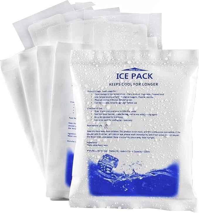 Reusable Ice Pack (20PCS/PACK) for Travel Cool Box Camping Lunch Box Suitable for Cooler bags Lunch Boxes Bottles Cans Picnics Keeps Food Cool & Fresh