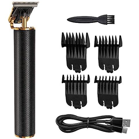 Professional Cordless Outliner Hair Trimmer, 0Mm Baldheaded Hair Clipper T-Blade Hair Clipper for Men Zero Gapped Detail Beard Shaver Barbershop,Black Cover