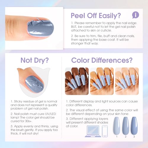 ROSALIND Esmaltes Semipermanentes Para Uñas, 42 Piezas Marrón Rojo Naranja Morado Gris Azul Verde Colores Esmaltes Semipermanente, UV/LED Pintauñas Semipermanentes Otoñales Invernales Regalo - imagen 8