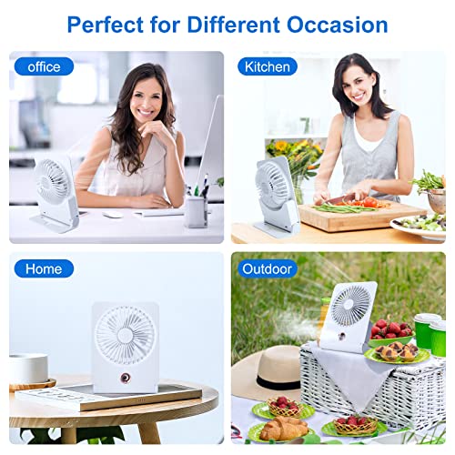 Maigozon Portable Misting Fan Desk Fan Water Spray Mister Battery Operated Small Fan For Bedroom, Quiet For Sleep Bedside Nightstand Plug In Desktop Fan, 3 Speed For Travel, Office, Home #TOP6