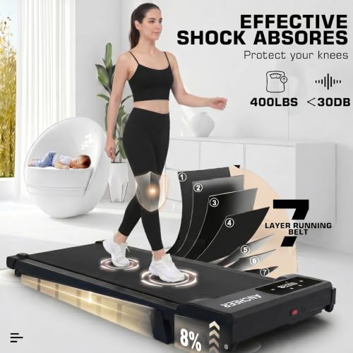 Image of ANCHEER Walking Pads, 2 in 1 Under Desk Treadmill 2.5HP Compact Running Machine with Remote Control, 300lbs Weight Capacity for Home /Gym /Office,Ultra-Quiet, Installation-Free