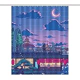 LUPPLE Japanese Anime Fun and Artistic Anime Shower Curtain for Bathroom Decor, Waterproof Window...