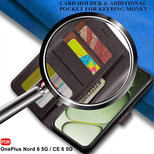 Image of TheGiftKart Flip Back Cover Case for OnePlus Nord 6 5G | Dual-Color Leather Finish | Inbuilt Stand & Pockets | Wallet Style Flip Back Case Cover for OnePlus Nord 6 5G (Faux Leather, Coffee & Brown)