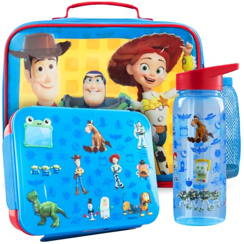 Get Trend Toy Story Bolsa de Almuerzo Niños Set 3 Piezas, Bolsa Isotermica 5 L, Botella 640 ml y Snack Box 2 L Compartimentos, Sin BPA, Ligero y Resistente para Escuela (Multi Toy Story)