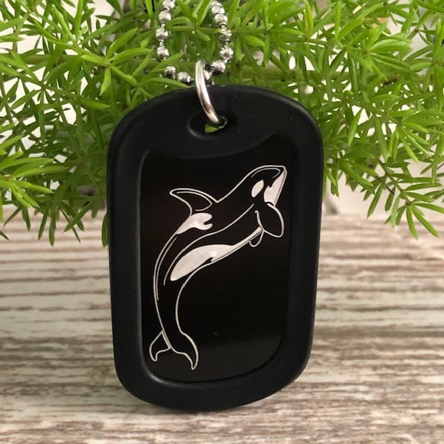 Kriskate & Co Orca Killer Whale Aluminum Dog Tag Necklace Made in USA 24 Inches3