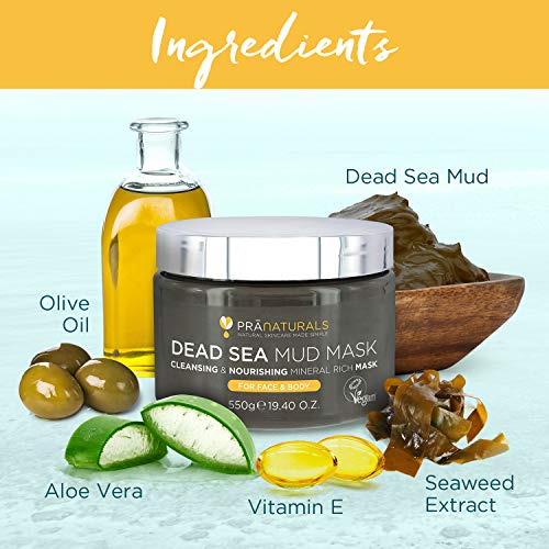PraNaturals Dead Sea Mud Mask 550g Organic, Natural & Vegan, Cruelty-Free Cosmetic - Mineral-Rich, Hydrates, Detoxifies & Deeply Cleanses Skin Anti-Ageing, Suitable for All Skin Types - Image 7