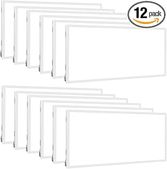 WEIZE (12 Pack 2x4 FT LED Flat Panel Troffer Light, 30/40/50W 5000K Back-Lit Drop Ceiling Light, 0-10V Dimmable, 5500lm Lay in Fixture for Office, 3-Lamp F32T8 Fixture Replacement