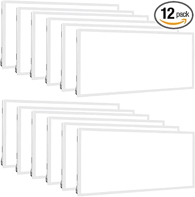 WEIZE (12 Pack 2x4 FT LED Flat Panel Troffer Light, 30/40/50W 5000K Back-Lit Drop Ceiling Light, 0-10V Dimmable, 5500lm Lay in Fixture for Office, 3-Lamp F32T8 Fixture Replacement