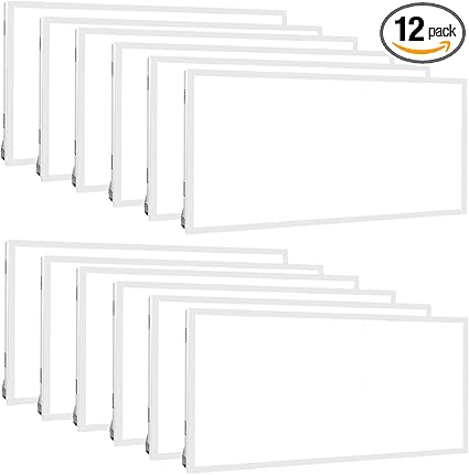 WEIZE (12 Pack 2x4 FT LED Flat Panel Troffer Light, 30/40/50W 5000K Back-Lit Drop Ceiling Light, 0-10V Dimmable, 5500lm Lay in Fixture for Office, 3-Lamp F32T8 Fixture Replacement
