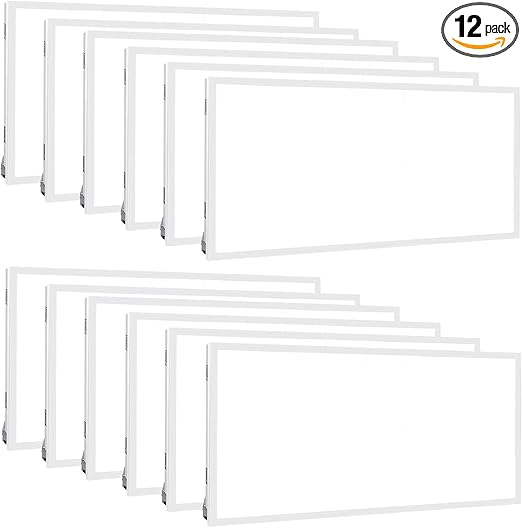 WEIZE (12 Pack 2x4 FT LED Flat Panel Troffer Light, 30/40/50W 5000K Back-Lit Drop Ceiling Light, 0-10V Dimmable, 5500lm Lay in Fixture for Office, 3-Lamp F32T8 Fixture Replacement