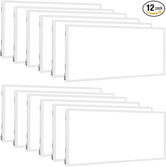 WEIZE (12 Pack 2x4 FT LED Flat Panel Troffer Light, 30/40/50W 5000K Back-Lit Drop Ceiling Light, 0-10V Dimmable, 5500lm Lay in Fixture for Office, 3-Lamp F32T8 Fixture Replacement