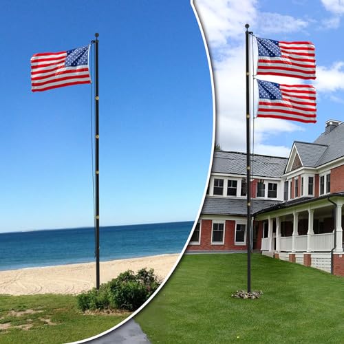 Iiope 25-TH-BLACK 25Ft Heavy Duty Flag Pole,14-Gauge Aluminum,Resist Strong Wind Reinforcement Ring Patent,Sectional Black Residential Flagpole Complete Kit thumb #7