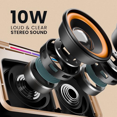Image of Party Waves 150, Portable Bluetooth Speaker, 10W Output, 1200mAh Battery, LED Lights, Bluetooth 5.3, Multi-Control Knobs, Supports BT /TF Card /USB /AUX /Type-C Input, (Black)