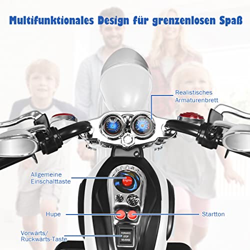 COSTWAY 6V Elektro Motorrad Kinder mit verstellbaren Scheinwerfer, Dreirad Elektromotorrad mit Sound | Hupe… – Bild 5