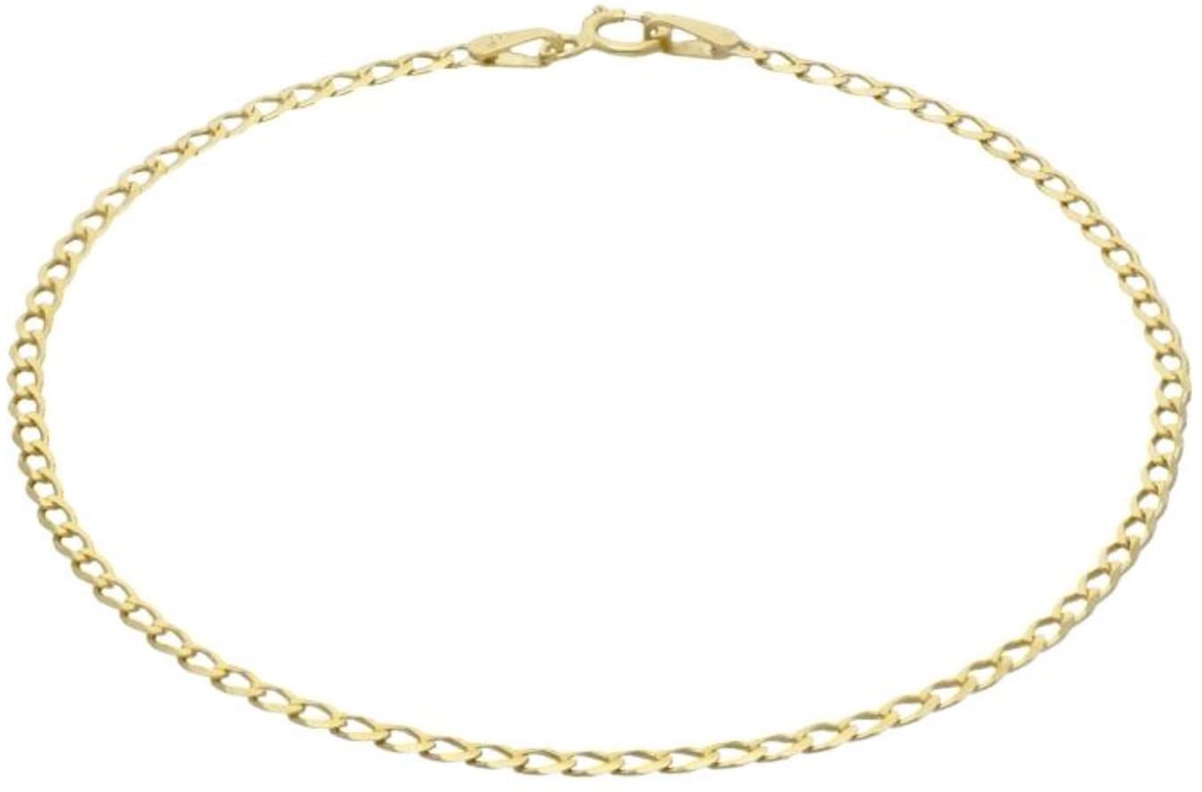 EVE JewelleryGold Bracelets for women, Gold Curb Chain Bracelet, 14k Gold Plated, 2mm Flat Figaro Chain Bracelet for Women Diamond Cut Chain Bracelet of Length 17cm