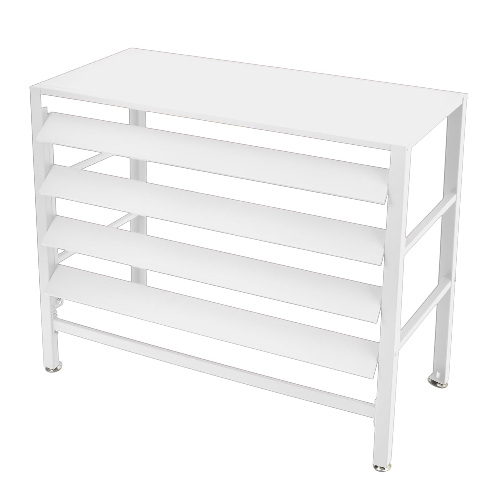 室外機カバー　室外機目隠し　収納ラック　ホワイト 室外機カバー 2段 棚付き 室外機ラック ルーバー 目隠し