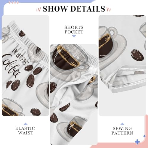 ZZXXB Black Coffee Boys Long Pants Soft Trousers Elastic Waist Kids Lounge Bottoms with Pockets S-XL4