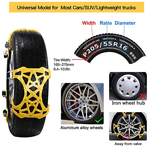 soyond Snow Chains Car Anti Slip Snow Tire Chains Adjustable Anti-Skid Chains Car Tire Snow Chains for Car/SUV/Trucks - Thumbnail 2