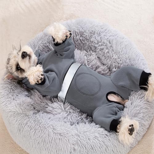 BT Bear Warme Mäntel für kleine Hunde, verstellbarer Fleece-Overall mit D-Ring, Wintermantel für kleine Hunde, Hellgrau, Größe S
