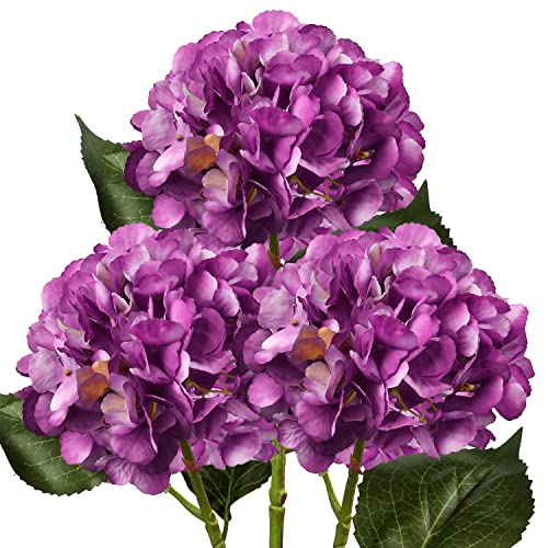 Briful 21" Hydrangea Artificial Flowers Silk Flowers Fake Flowers Decorative Artificial Flower