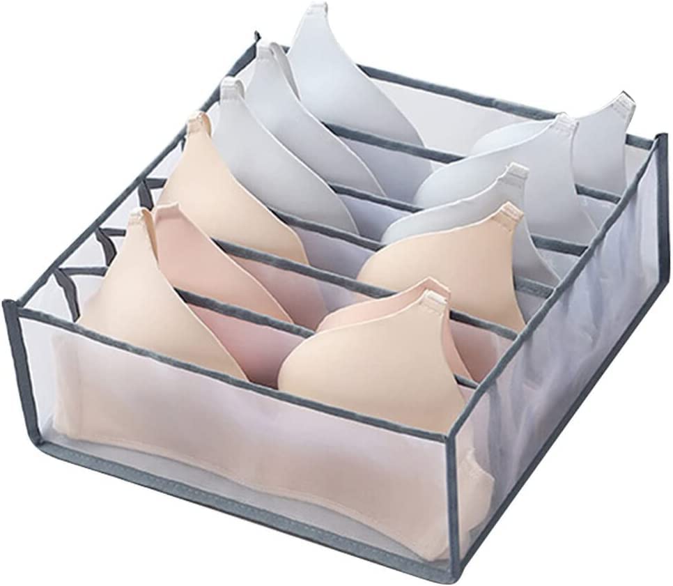 Caja de Almacenamiento para Sujetadores, Organizador de cajones de Ropa de Gran Capacidad, Armario de Dormitorio, grisAtractivo y de Moda