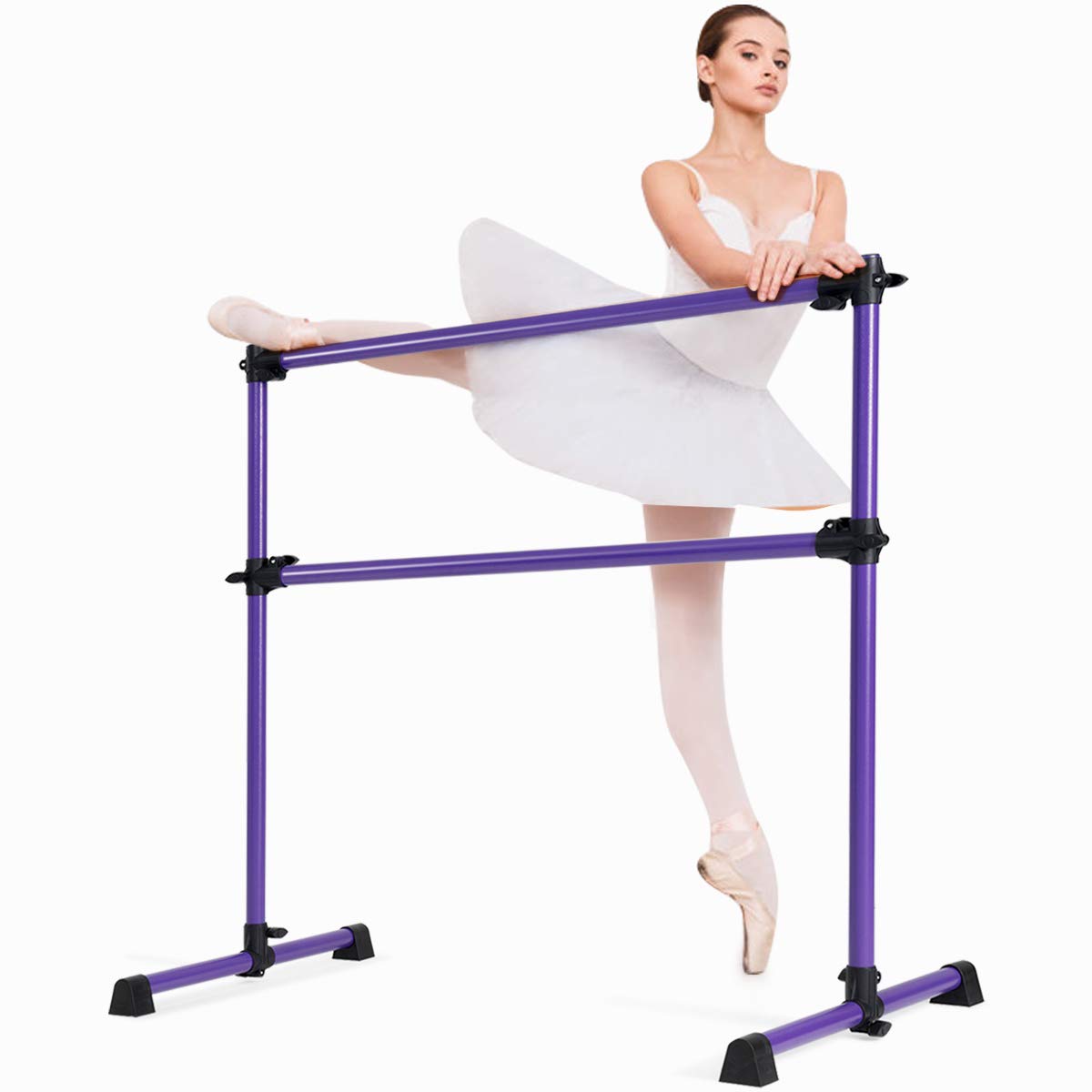 COSTWAY Ballettstange freistehend, Ballet Bar höhenverstellbar, Ballett Barre aus Eisen, Stretch Barre bis 50KG belastbar, ideal für Kinder und Erwachsene