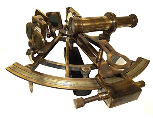 Grand Sextant Náutico Henry Barrow London 20 cm de latón macizo – Instrumento de navegación con bisel sol/Luna – Caja de madera de rosa